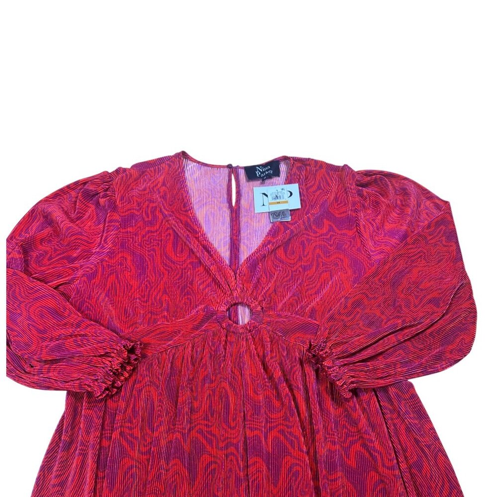 NWT Nina Parker Prism Maxi Dress  Keyhole Pleated Orange Pink 3X - Picture 6 of 9